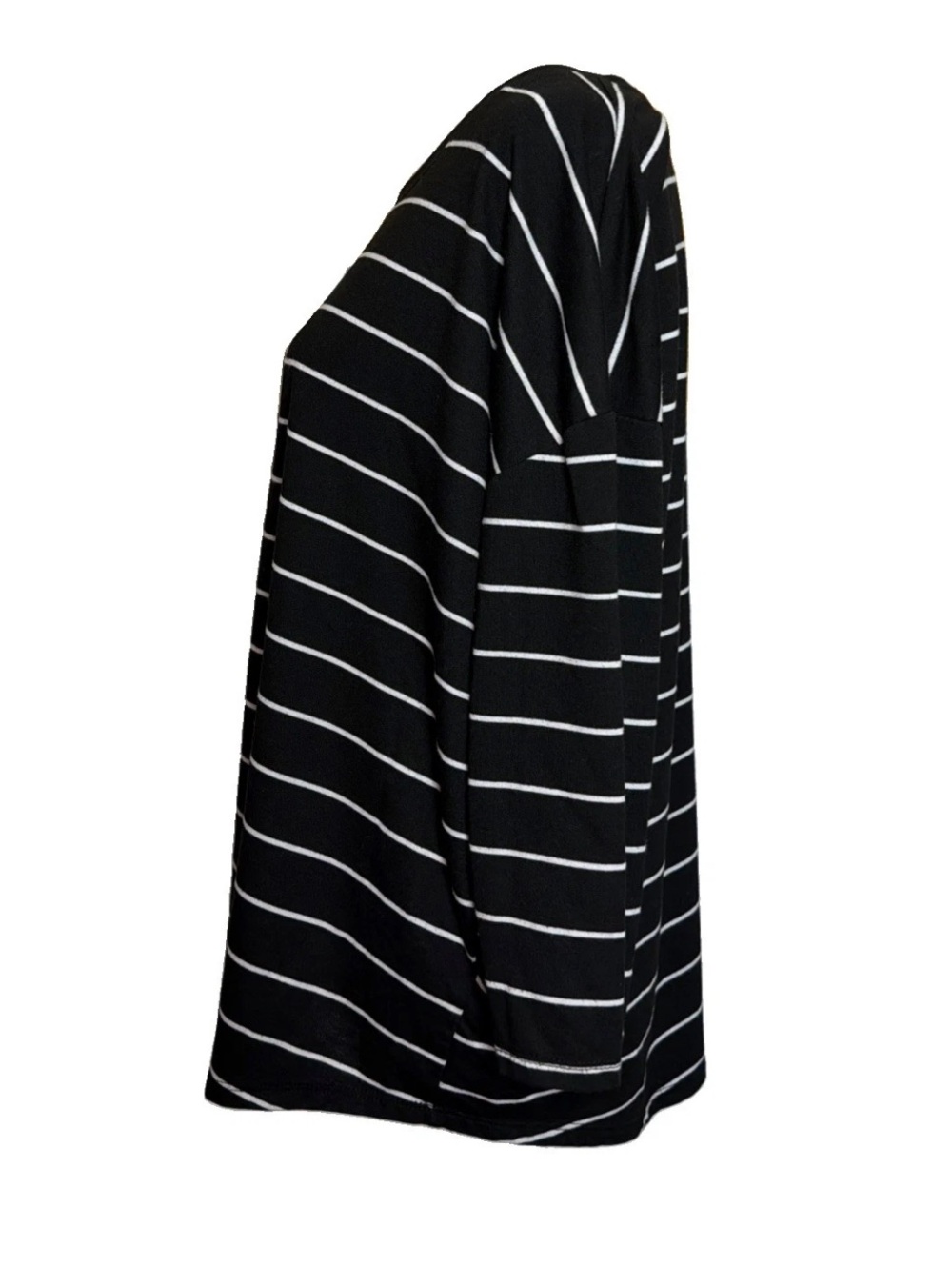 24/7 Maurices Black/White Striped 3/4 Sleeve Top Stretch Women's XXL Preppy - Picture 2 of 11